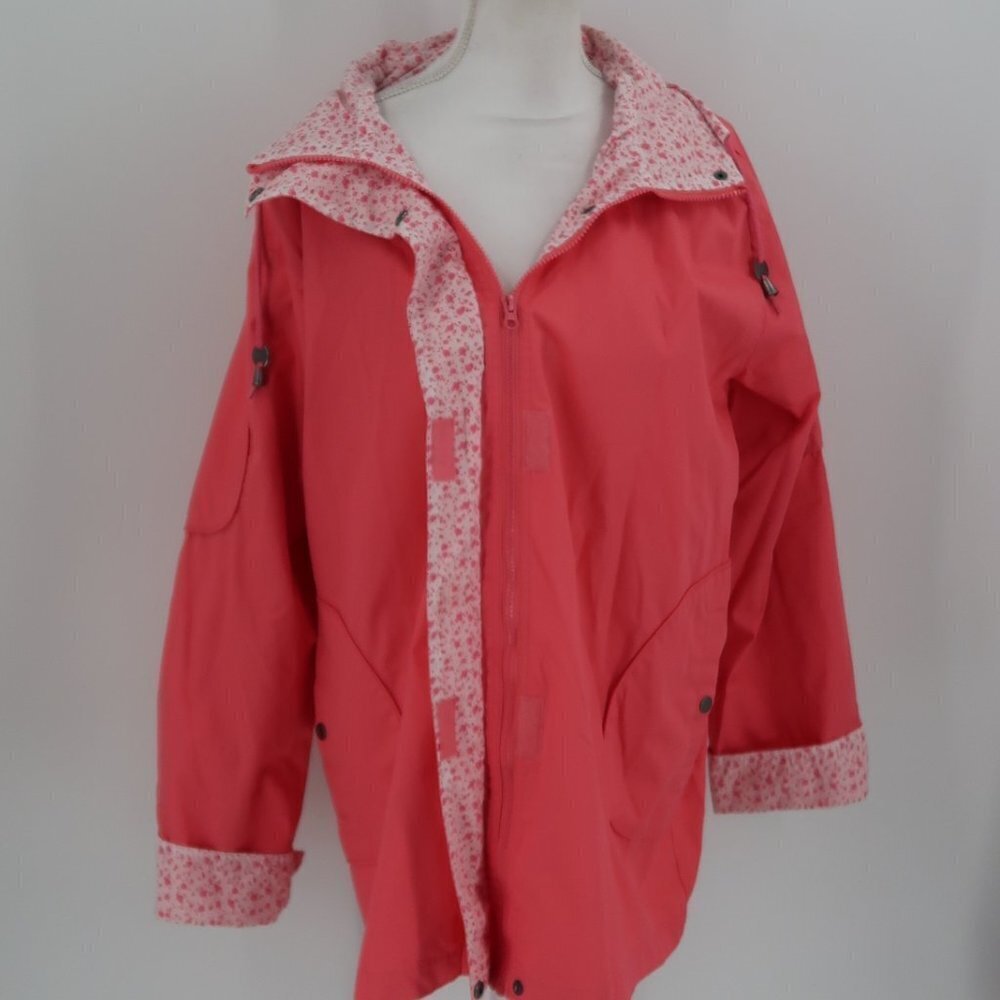 Blair Women's Pink Floral Hooded Jacket Size XL